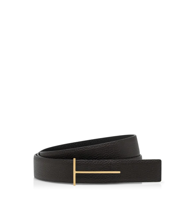 Grain Leather Slim T Reversible Belt