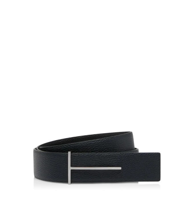 Grain Leather Slim T Reversible Belt