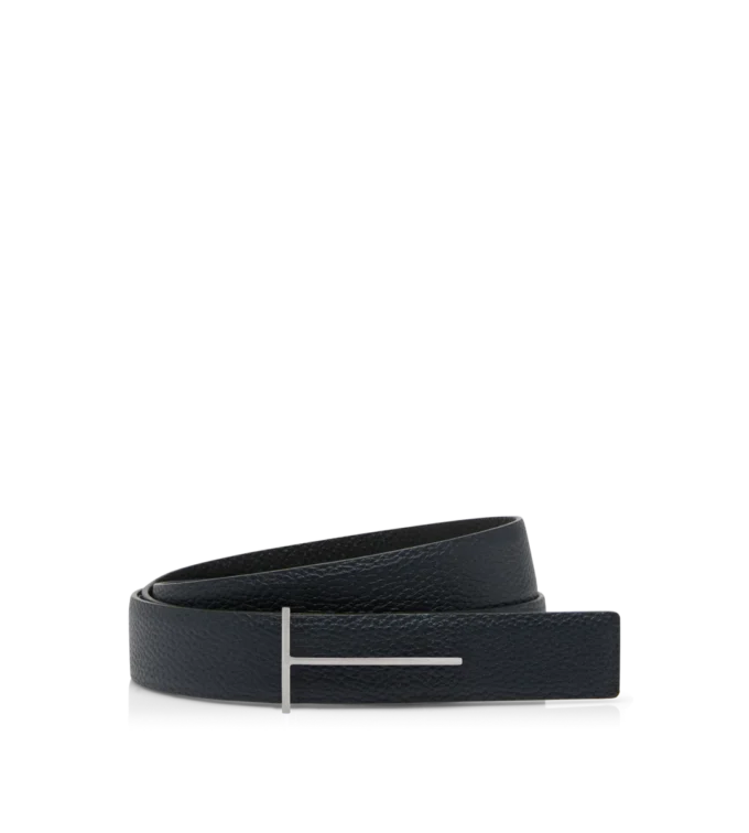 Grain Leather Slim T Reversible Belt