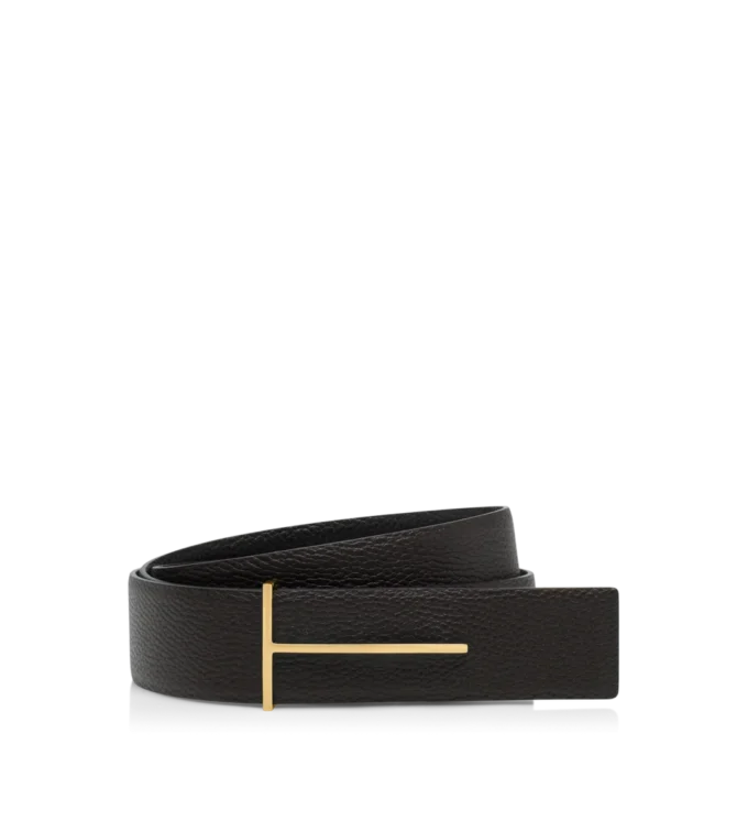 Grain Leather Slim T Reversible Belt