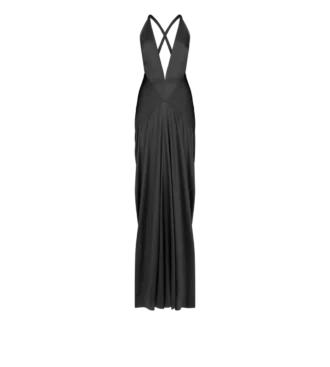 Halterneck Deep V-Neck Evening Dress with Side Slits