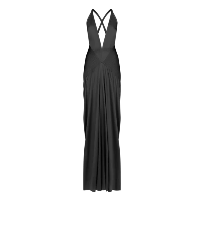 Halterneck Deep V-Neck Evening Dress with Side Slits