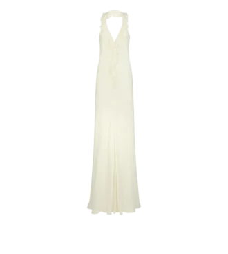 Halterneck Evening Dress with Ruffle Detail