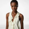 Halterneck Evening Dress with Ruffle Detail