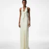 Halterneck Evening Dress with Ruffle Detail