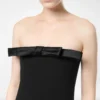 Heavy Crepe Envers Satin Strapless Cocktail Dress with Bow Detail