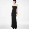 Heavy Crepe Envers Satin Strapless Cocktail Dress with Bow Detail