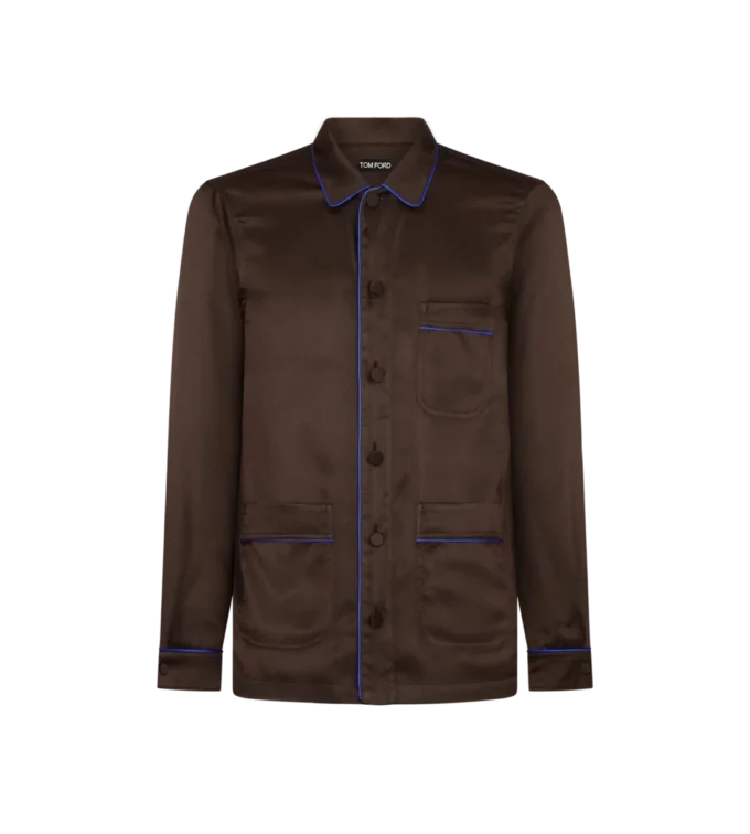 Jacquard Micro Dot Pajama Piping Shirt