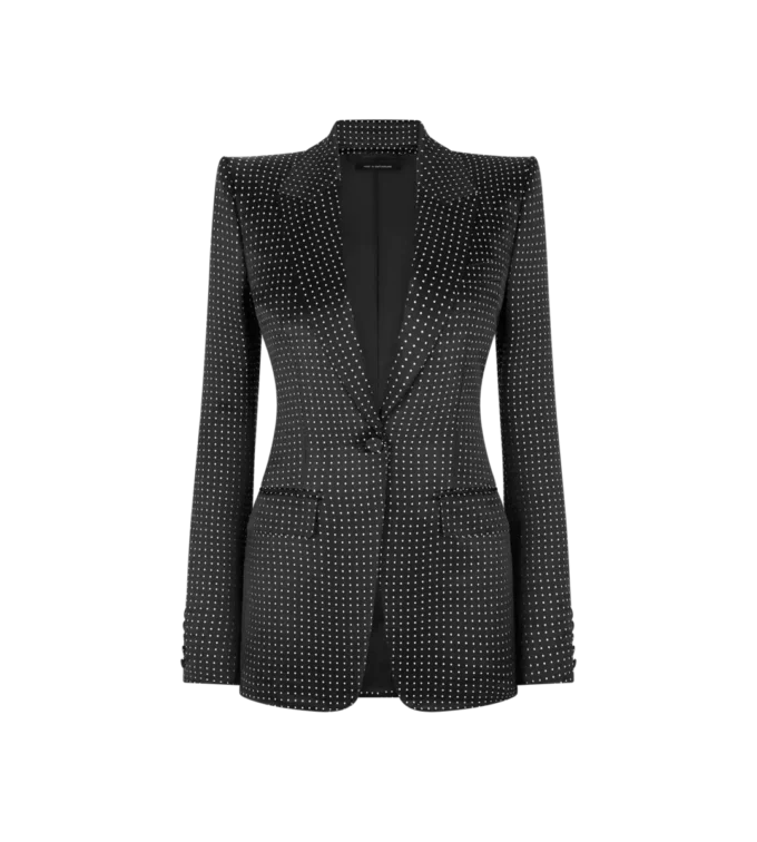Jacquard Polka Dot Duchesse Single Breasted Jacket Jacquard Polka Dot Duchesse Single Breasted Jacket