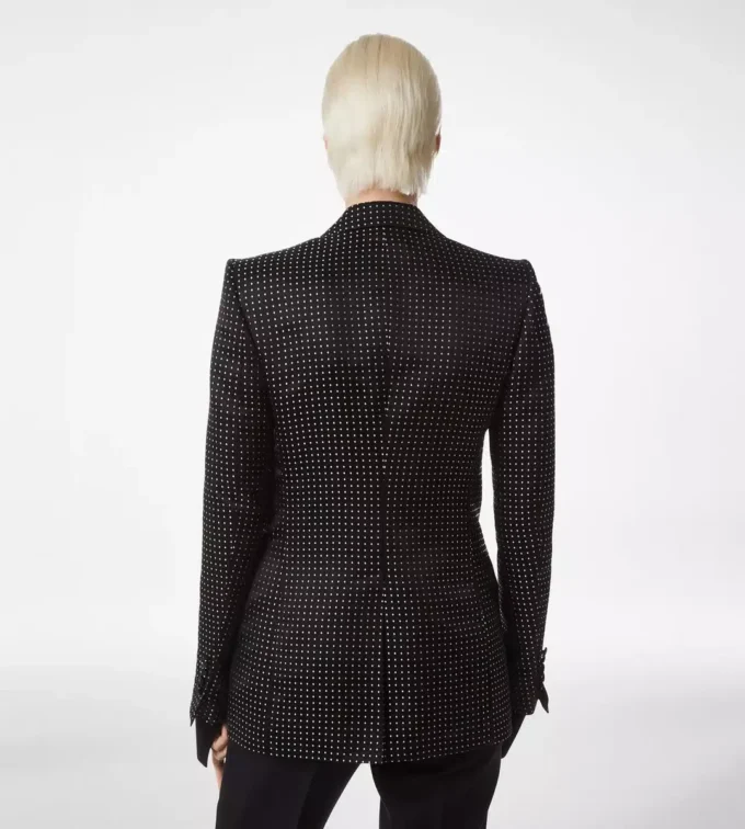 Jacquard Polka Dot Duchesse Single Breasted Jacket Jacquard Polka Dot Duchesse Single Breasted Jacket