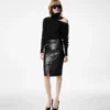 Knee-Length Diagonal Zip Leather Skirt Knee-Length Diagonal Zip Leather Skirt