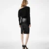 Knee-Length Diagonal Zip Leather Skirt Knee-Length Diagonal Zip Leather Skirt