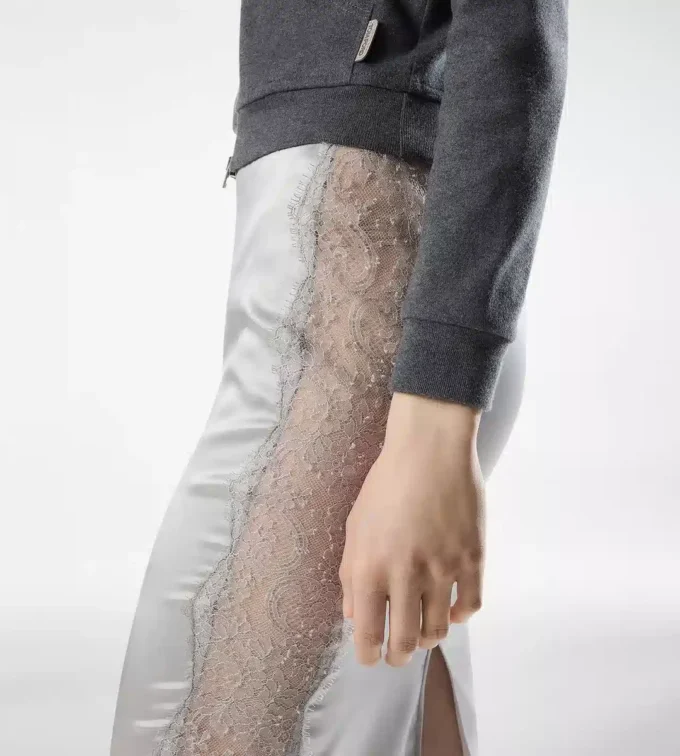Knee-Length Skirt with Lace Inserts Knee-Length Skirt with Lace Inserts