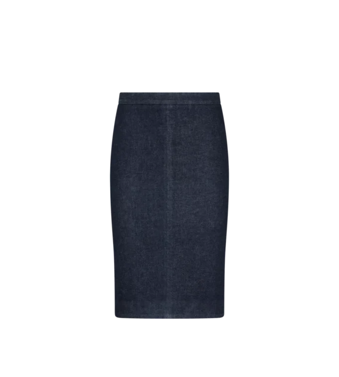 Knee-Length Tailored Denim Skirt
