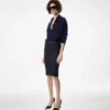 Knee-Length Tailored Denim Skirt