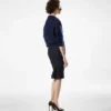 Knee-Length Tailored Denim Skirt