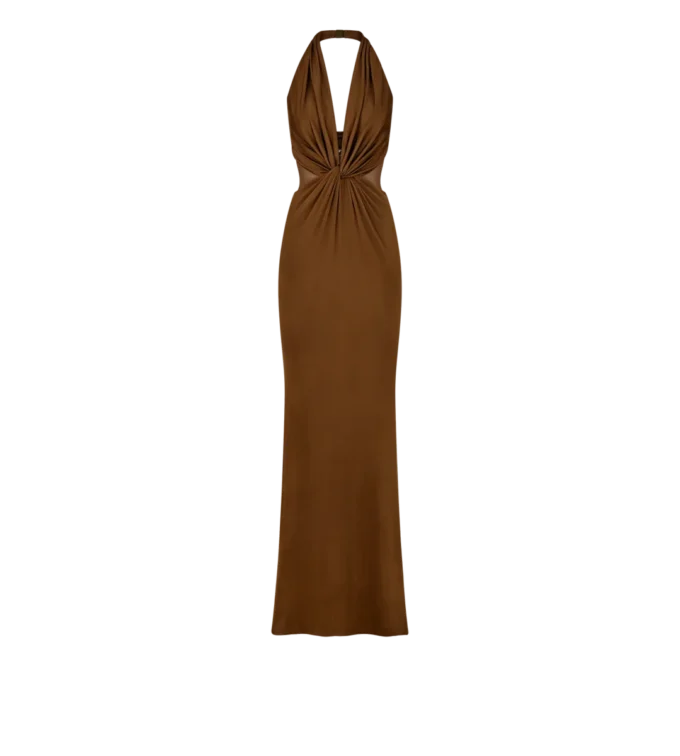 Knitted Stretch Jersey Criss-Cross Evening Dress Knitted Stretch Jersey Criss-Cross Evening Dress