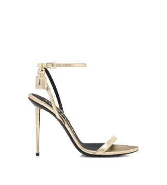 Laminated Nappa Leather Padlock Pointy Naked Sandal