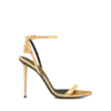 Laminated Nappa Leather Padlock Pointy Naked Sandal Laminated Nappa Leather Padlock Pointy Naked Sandal