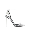 Laminated Nappa Leather Padlock Pointy Naked Sandal Laminated Nappa Leather Padlock Pointy Naked Sandal