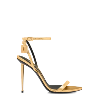 Laminated Nappa Leather Padlock Pointy Naked Sandal