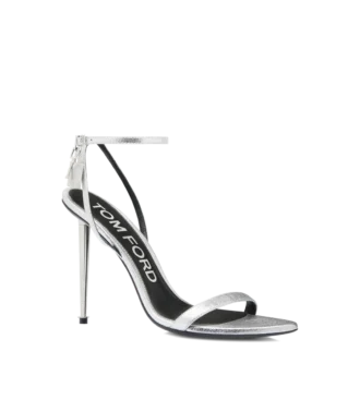 Laminated Nappa Leather Padlock Pointy Naked Sandal