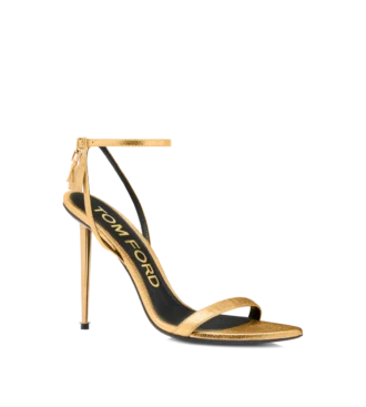 Laminated Nappa Leather Padlock Pointy Naked Sandal