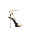 Laminated Nappa Leather Padlock Pointy Naked Sandal Laminated Nappa Leather Padlock Pointy Naked Sandal