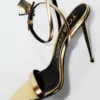 Laminated Nappa Leather Padlock Pointy Naked Sandal Laminated Nappa Leather Padlock Pointy Naked Sandal