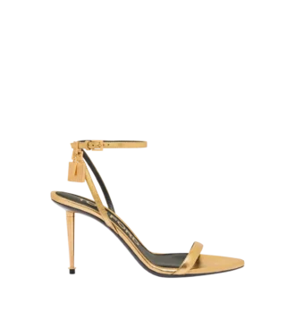 Laminated Nappa Leather Padlock Pointy Naked Sandal 85Mm