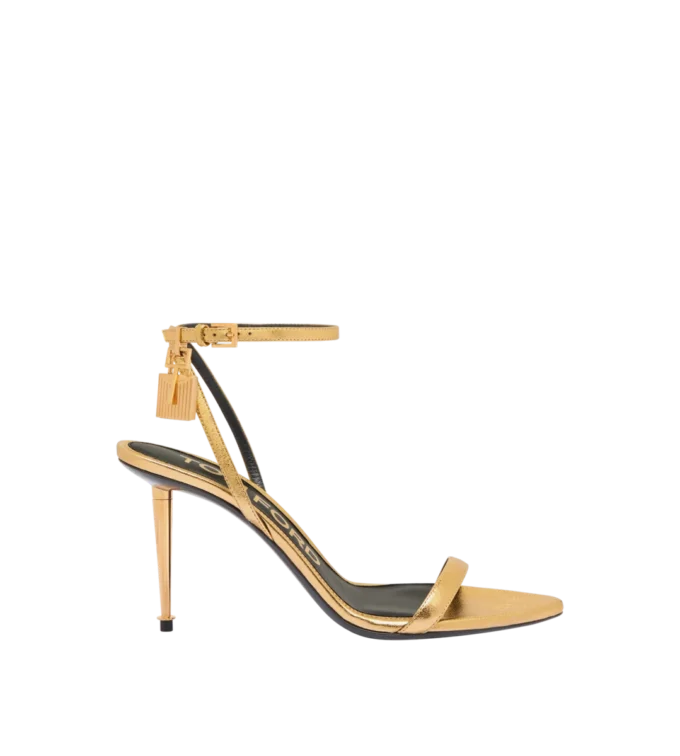 Laminated Nappa Leather Padlock Pointy Naked Sandal 85Mm Laminated Nappa Leather Padlock Pointy Naked Sandal 85Mm