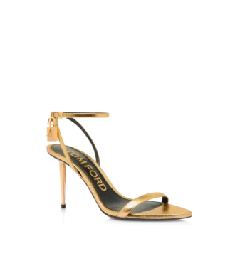 Laminated Nappa Leather Padlock Pointy Naked Sandal 85Mm