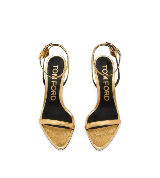 Laminated Nappa Leather Padlock Pointy Naked Sandal 85Mm Laminated Nappa Leather Padlock Pointy Naked Sandal 85Mm