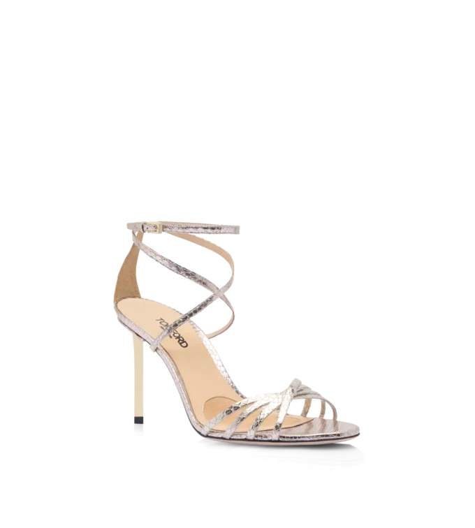 Laminated Stamped Python Ida Sandal