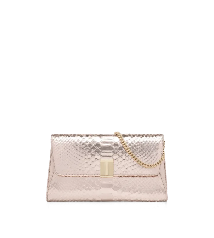 Laminated Stamped Python Nobile Clutch