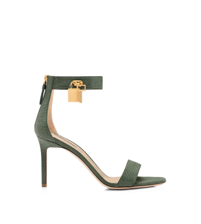 Lizard-Effect Suede Leather Padlock Sandal Lizard-Effect Suede Leather Padlock Sandal