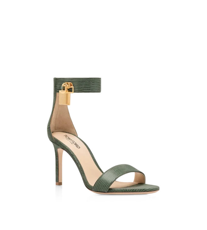 Lizard-Effect Suede Leather Padlock Sandal Lizard-Effect Suede Leather Padlock Sandal