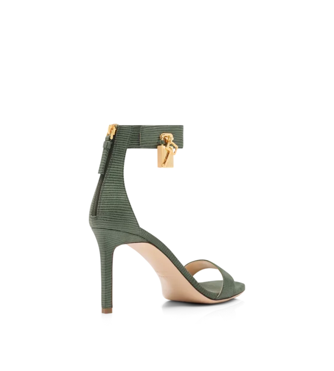 Lizard-Effect Suede Leather Padlock Sandal Lizard-Effect Suede Leather Padlock Sandal
