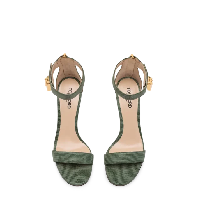 Lizard-Effect Suede Leather Padlock Sandal Lizard-Effect Suede Leather Padlock Sandal