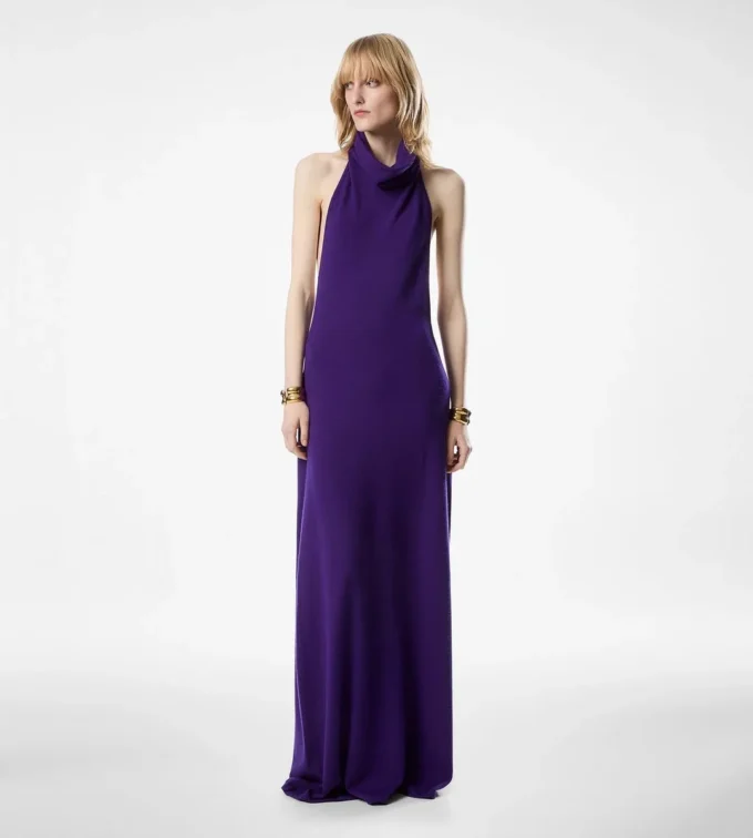 Long Halterneck Dress with Pockets and Open Back Long Halterneck Dress with Pockets and Open Back