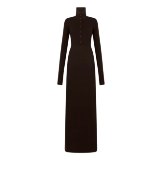 Long Open Turtleneck Cashmere Dress