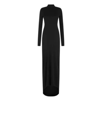 Long Sleeve Asymmetric Evening Dress with Twisted Back
