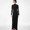 Long Sleeve Asymmetric Evening Dress with Twisted Back