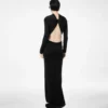 Long Sleeve Asymmetric Evening Dress with Twisted Back