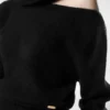 Long Sleeve Boat Neck Knit with Tom Ford Metal Plaque