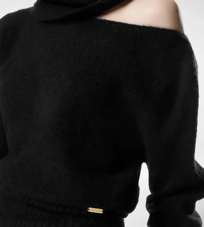 Long Sleeve Boat Neck Knit with Tom Ford Metal Plaque