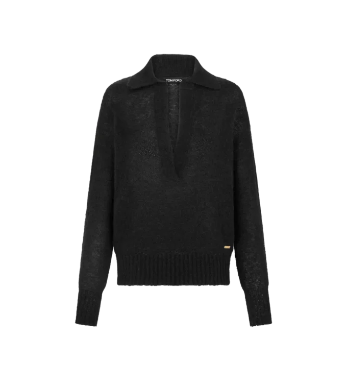 Long Sleeve Cashmere Silk Polo