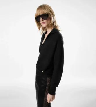 Long Sleeve Cashmere Silk Polo