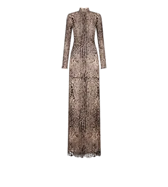 Long Sleeve Mock Neck Evening Dress