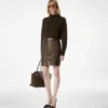 Above the Knee Leather Pencil Skirt